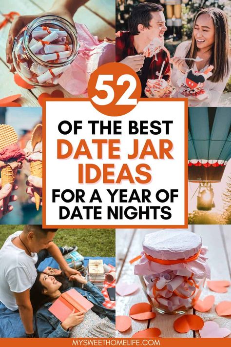 Year Of Dates Ideas, Date In A Box Ideas Diy, Expensive Date Night Ideas, Diy Date Jar Ideas, Date Ideas Gift, Relationship Jar Ideas, Date Ideas Diy, Date Night In A Jar, Date Gift Ideas