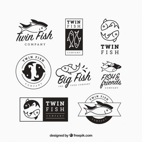 Set of fishes logos for companies Free Vector | Premium Vector #Freepik #vector #logo #business #sea #fish Food Brand Logos, Bear Logo Design, Logo Hipster, Fish Vector, Fish Logo, Restaurant Logo Design, Elegant Business Cards, Logo Restaurant, Modern Business Cards