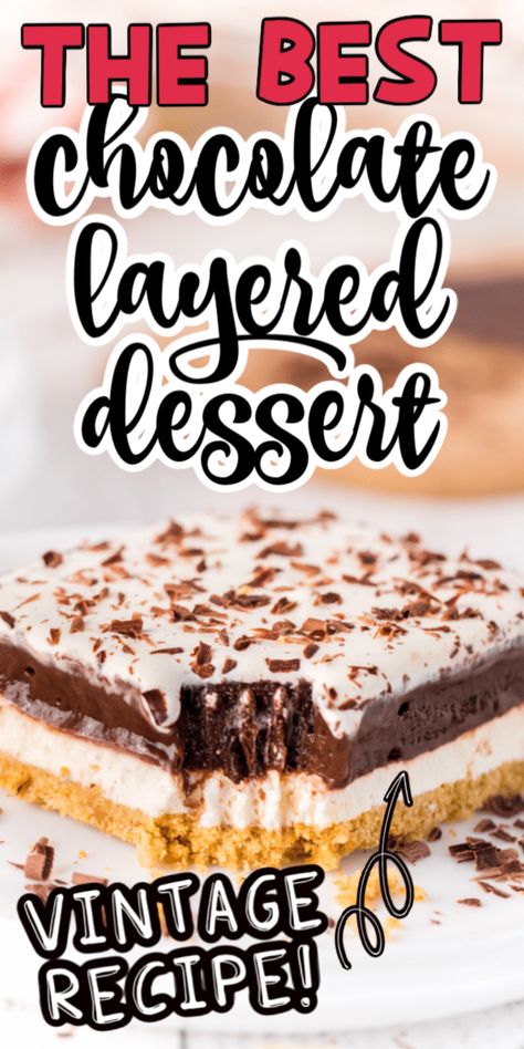 Chocolate Layer Cake With Cream Cheese, Chocolate Slush Cake Recipe, Chocolate Sin Dessert, Robert Redford Dessert With Graham Cracker Crust, Graham Cracker Whipped Cream Dessert, Graham Cracker Cool Whip Dessert, Graham Cracker Pudding Cake, Stripped Delight Dessert, Chocolate Swirl Delight