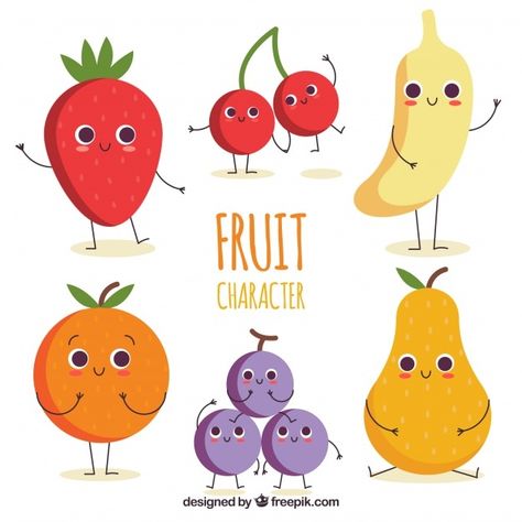 Summer Character, Fruit Character, Fruit Costumes, Cupcake Illustration, Happy Fruit, Fruit Icons, Fruit Cartoon, Funny Fruit, Fruit Vector