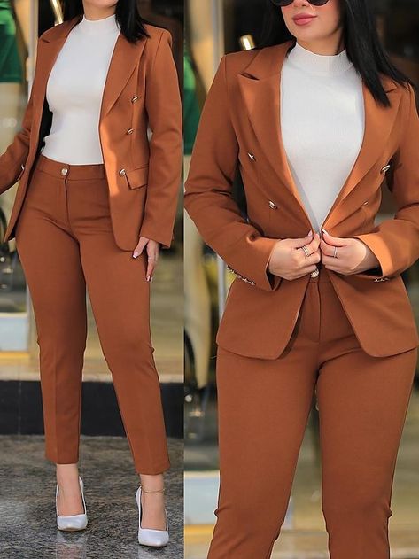 Formal Pant, Elegant Blazers, Pantsuits For Women, Women Formals, Long Sleeve Blazers, Ankle Length Pants, Business Attire, Casual Sets, Chic Woman