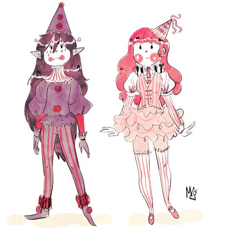 Clown Culture — childofsquid2: Bubbline but CLOWNS stuff i did... Marceline And Bubblegum, Clown Clothes, Female Clown, Arte Punk, Cute Clown, Circus Art, Adventure Time Art, Arte Sketchbook, Funky Art