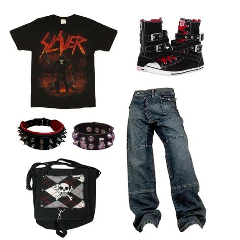 Mall Goth Male Outfits, Metalhead Fashion Outfits, Metalhead Clothes, Emo Fashion Boys, Metal Head Outfits, Goth Boy Outfits, Metalhead Fashion, Band Tee Outfits, Silly Clothes