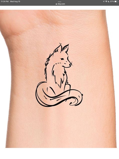 Black Fox Tattoo, Tiny Fox Tattoo, Simple Fox Tattoo, Fox Tattoo Design, Tattoo Wolf, Back Of Arm Tattoo, Commitment Issues, Moon Tattoo Designs, Fox Tattoo