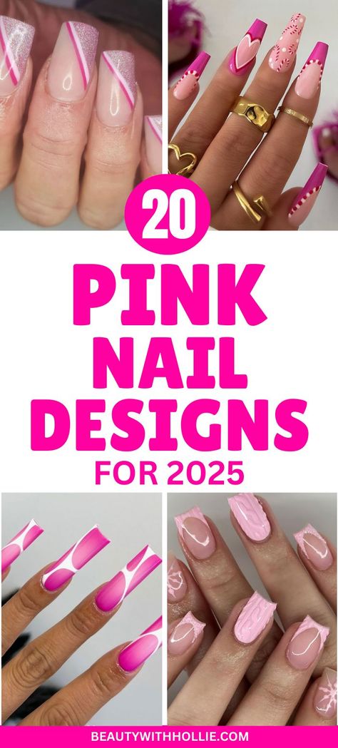 Pink Nail Designs for 2025 Pink Nail Art, Pink Nail Designs, Pink Nail, Holiday Nails, Long Nails, Nail Design, Pink Nails, Nail Ideas, Design Ideas