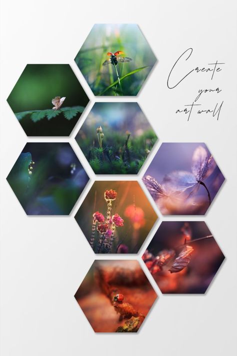 Diy Art Wall, Hexagonal Art, Honeycomb Art, Wall Art Paint, Indesign Layout, Flex Banner Design, Flower Png Images, Bee Wall Art, Magical Nature