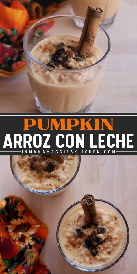 Dive into Pumpkin Arroz con Leche, a delightful pumpkin idea with creamy comfort! This easy Mexican dessert recipe blends white rice, pumpkin puree, raisins, and cinnamon sticks for a sweet treat that's both cozy and clever. Spoon up some smiles tonight! Mexican Pumpkin, Pumpkin Idea, Mexican Sweets, Crema Recipe, Mexican Desserts, Pumpkin Soup Recipe, Mexican Dessert Recipes, Fall Foods, Pumpkin Recipes Dessert