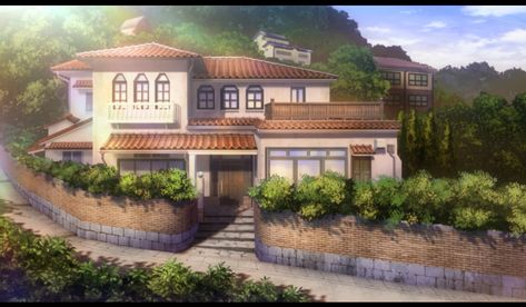 Sora to Umi no Aida ep3 Naruto House Design, Anime House Aesthetic, Anime Apartment, Touka Wallpaper, Anime Houses, Foster House, Anime House, Gacha Backgrounds, Patio Grande