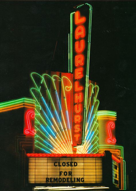 https://flic.kr/p/EFRYJU | Laurelhurst Theater Vintage Neon Sign Movie Marquee | Laurelhurst theater neon signage. A vintage movie marquee from an old folder of photos I came across. Don't know who took the pictures or remember where they came from, but they sure look nice. Old Movie Theater Signs, Marquee Illustration, Cinema Marquee, Marquee Signage, Theater Marquee, Old School Movies, Movie Marquee, Theatre Sign, Bowling League