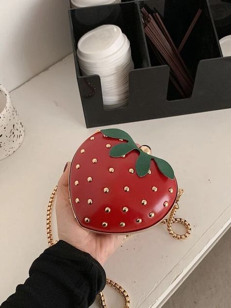 Mini Strawberry Design Novelty Bag | SHEIN USA Strawberry Heart, Fruit Strawberry, Strawberry Hearts, Acrylic Clutch, Floral Clutches, Embroidered Clutch, Chain Purse, Crystal Clutch, Novelty Bags