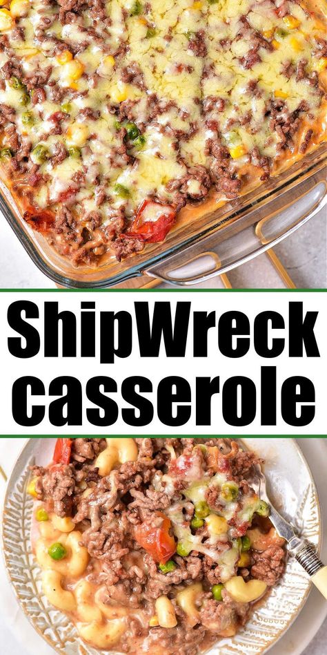 Ground Beef And Stove Top Stuffing, Shipwreck Casserole, Ground Beef And Vegetables, Macaroni Casserole, Beef And Vegetables, Vegetable Casserole Recipes, Ground Beef Casserole Recipes, Fun Dinner, Bisque Recipe