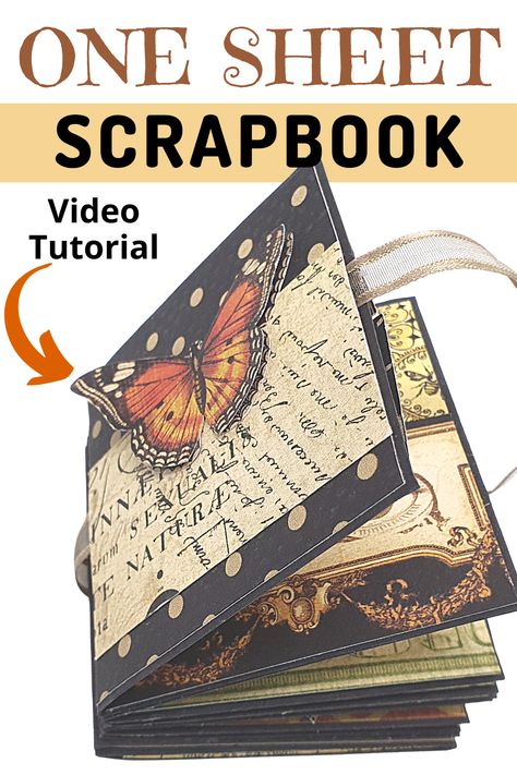 I just made an amazing one sheet scrapbook that you can make too. In this one page mini album tutorial you'll have all the steps to make this adorable interactive one sheet pocket book for photos and journaling #Flip_Album_Tutorial #One_Page_Mini_Album_Tutorials #Scrapbook_Folio_Tutorials #How_To_Make_Junk_Journal_Pockets How To Make Junk Journal Pockets, Small Scrapbook Ideas, One Page Wonder, Diy Mini Album Tutorial, Mini Book Tutorial, Scrapbook Albums Tutorial, Scrapbook Paper Crafts Diy, Mini Album Scrap, Mini Books Diy