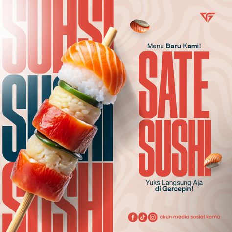 Use innovative flyer design techniques to promote food delivery options. Sushi Ads Design, Food Graphic Design Poster Ideas, Food Poster Design Inspiration, Sushi Poster Design, Food Poster Design Ideas, Poster Food Design, Food Design Poster, Food Post Design, Restaurant Posters