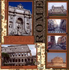 Rome - Italy - Scrapbook.com European Scrapbooking Layouts, Italian Scrapbook Ideas, Scrapbook Ideas For Travel, Rome Scrapbook, Travel Scrapbook Ideas, Italy Scrapbooking, Italy Scrapbook, Europe Scrapbook, Trip Pictures