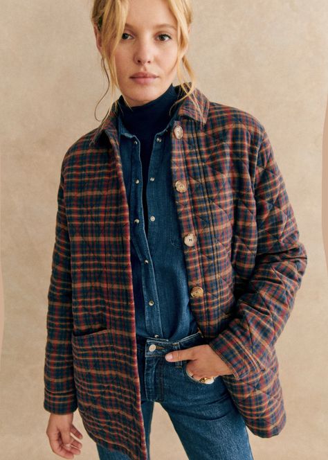 Will Jacket - Ivan Burgundy Tartan  - Sézane Style Parisienne, Looks Country, Paris Mode, Checked Jacket, Winter Mode, Mode Inspiration, Parisian Style, Look Fashion, Birkenstock