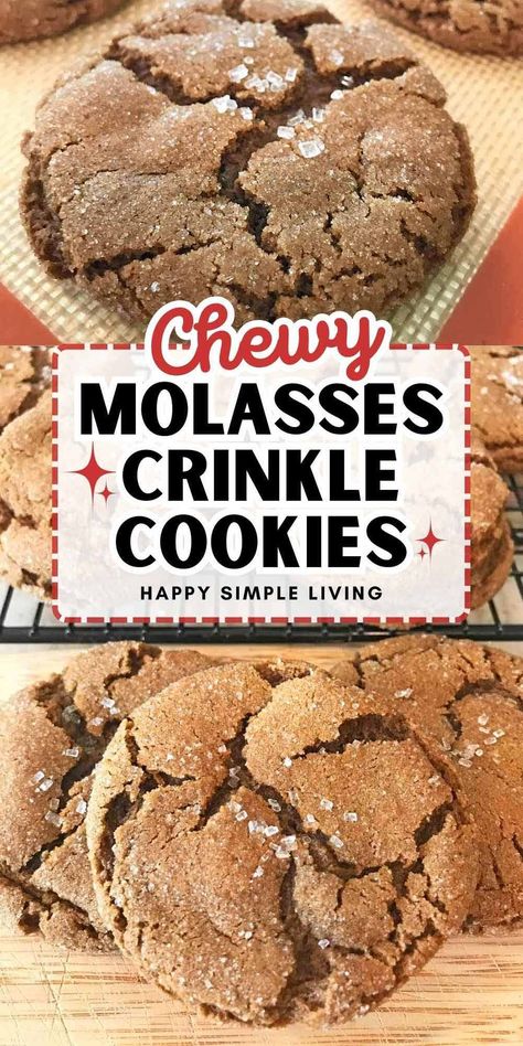 You'll love these old fashioned Molasses Crinkles! Soft and chewy, these classic ginger molasses crinkle cookies taste just like Grandma made them. #molassescrinkles