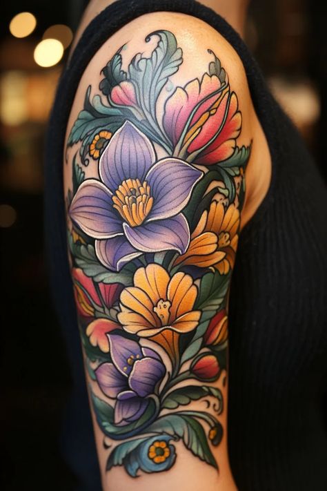 Woman Nature Sleeve Tattoo Ideas 80 Tattoo Flower Sleeves For Women, Floral Half Sleeve Tattoo Upper Arm, Nature Sleeve Tattoo, Half Sleeve Tattoo Upper Arm, Forearm Cover Up Tattoos, Nature Sleeve, Arm Sleeve Tattoos For Women, Women Half Sleeve, Tattoos For Women Half Sleeve