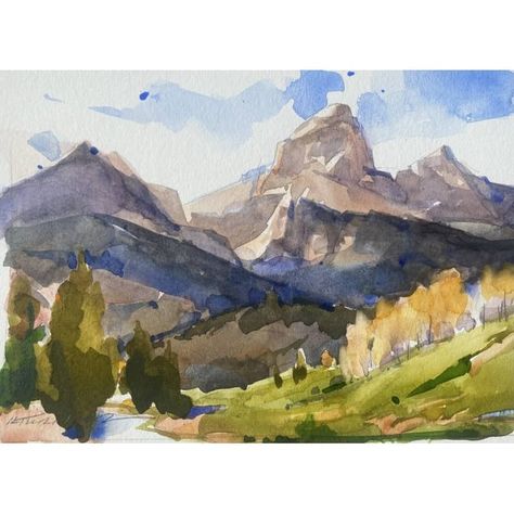 Jackson Hole Art, Jackson Hole Wyoming, Watercolor Landscape Paintings, Mixed Media Artwork, Jackson Hole, Conceptual Art, Watercolor Landscape, Awe Inspiring, Wyoming