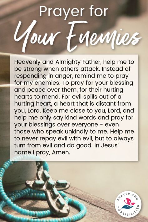 A daily prayer for your enemies. Pray to keep from repaying evil with evil, to hold your tongue, and pray for God’s blessings even over your enemies. Praying For You, Pray For Your Enemies, Prayer For Enemies, Hardened Heart, Prayer For My Family, Deliverance Prayers, Spiritual Warfare Prayers, Morning Prayer Quotes, Everyday Prayers