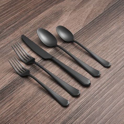 Flatware | West Elm Black Utensils, Black Flatware, Xmas 2024, Salad Fork, Dinner Fork, Forks And Spoons, Stainless Steel Flatware, Serving Utensils, Key Details