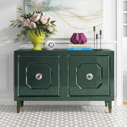 Etta Avenue™ Elisa Server | Wayfair Green Cabinet, Lacquered Sideboard, Inside Cabinets, Carved Doors, Media Cabinet, Online Furniture Shopping, Wood Sideboard, Countertop Materials, Hooker Furniture