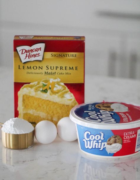 Lemon Cake Mix Cool Whip Cookies | Six Sisters' Stuff Cake Mix Cool Whip Cookies, Cake Mix And Cool Whip, Cool Whip Recipes, Whip Recipes, Lemon Velvet Cake, Lemon Cake Mix Recipe, Virginia Farmhouse, Lemon Cake Mix Cookies, Cool Whip Cookies