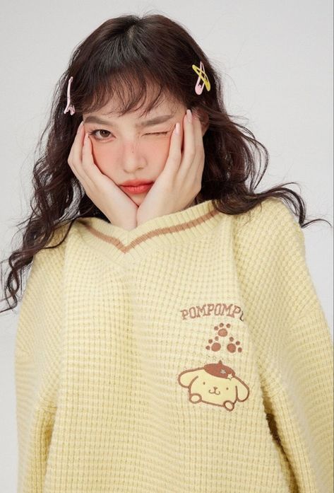 Follow me 💕 Kawaii Wardrobe, Cute Pompompurin, Pompom Purin, Sailor Collar, Sanrio Characters, Kawaii Fashion, British Indian, Cozy Sweaters, Brunei