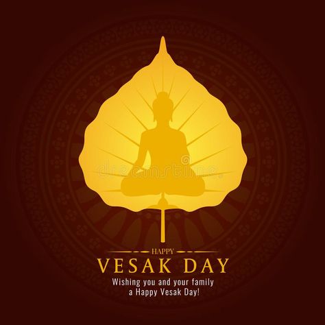 Vesak day banner card with gold Buddha sign on gold Bodhi leaf vector design #Sponsored , #ad, #sponsored, #banner, #Vesak, #day, #card Happy Vesak Day, Wesak Day, Happy Vesak, Vesak Day, Phoenix Wallpaper, Leaf Vector, Gold Buddha, Bodhi Leaf, Art Buddha