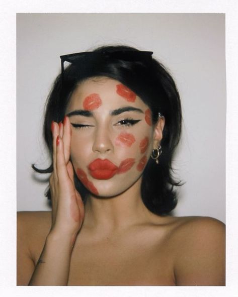 red lips kiss | @orionvanessa for Gucci Beauty Lips Photo Photographs, Dark Valentines Aesthetic Photoshoot, Lipstick Photoshoot Ideas, Valentines Day Aesthetic Photoshoot, At Home Valentines Photo Shoot, 90s Valentines Aesthetic, Cream Photoshoot, Kiss Halloween Costumes, Vday Shoot