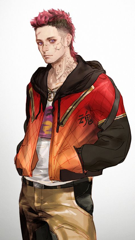 Cyberpunk Male Hairstyles, Cyberpunk Art Character, Cyberpunk 2077 Character Art, Cyberpunk 2077 Oc Male, V Fanart Cyberpunk, Punk Guy Art, Cyberpunk Thief, Cyberpunk Rockerboy Character Art, Cyberpunk 2077 Character Design