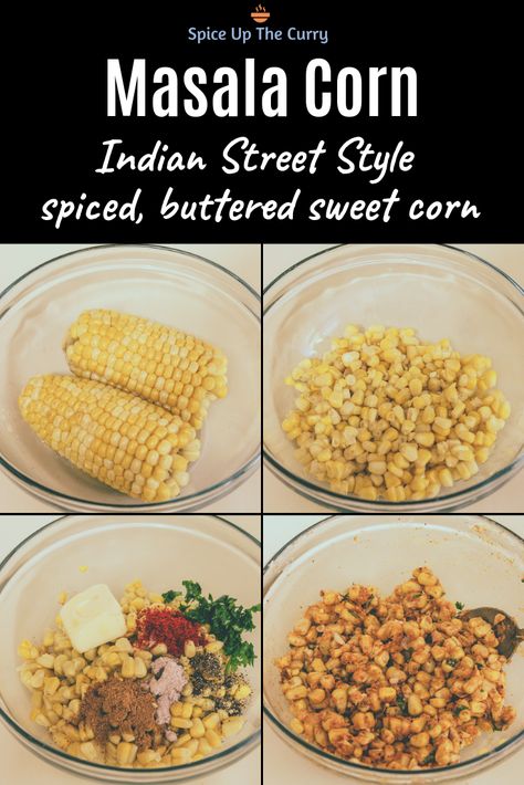 Masala corn recipe – boiled corn kernels are mixed with butter and Indian spices. Corn Kernel Recipes, What To Do With Indian Corn, Corn Recipes Indian, Corn Recipes Indian Snacks, Indian Corn Recipes, Evening Snacks Indian Simple, Evening Snacks Indian Simple Healthy, Masala Sweet Corn Recipes, Opie's Barbecue Spicy Corn