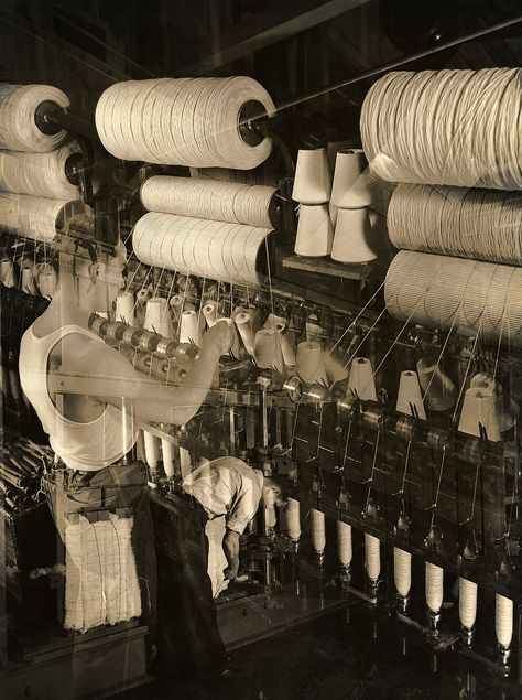 During the 1930's, Harold Costain visited the Esmond Textile mills in Esmond, Rhode Island on assignment to photograph a purportedly thriving American textile ... Textile Book, Sewing Atelier, Textile Mill, Margaret Bourke White, Cover Design Inspiration, Cotton Mill, Sewing Factory, Fabric Factory, Textile Manufacturing