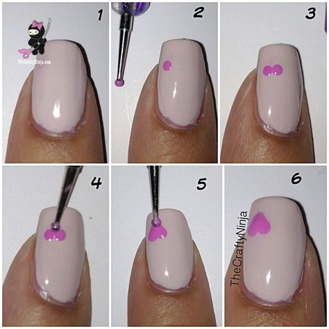 Going to try with Avon's nail dotting tool and speed dry nail polish. DIY Heart Nails How To Do Hearts On Nails Tutorial, Valentines Day Nails For Beginners, Nails Heart Tutorial, Nail Heart Tutorial, Easy Valentines Day Nail Designs, Heart Tutorial Nails, Valentines Nail Art Designs Short, How To Make Hearts On Nails, Heart Nail Tutorial