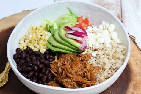 Pulled Pork Bowls, Pork Bowls, Leftover Pork Recipes, Low Calorie Meal Ideas, Leftover Pork Roast, Pulled Pork Roast, Bbq Sandwiches, Low Calorie Meal, French Croissant