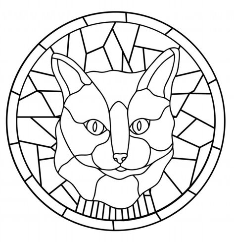 Cat Mosaic Pattern, Stained Glass Cat Patterns Printable, Vitray Art Pattern Free Printable, Circle Stained Glass Patterns, Stained Glass Patterns Free Printables Templates Coloring Book, Small Stained Glass Projects Free Pattern, Stained Glass Patterns Free Printables Templates Easy, Glass Painting Designs Pattern Printable, Easy Stained Glass Patterns Free