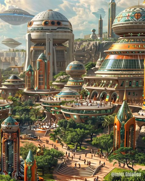 🐘Cosmic Expansion of the Afro Kingdoms👑 💎 What's your favourite view? . . . . . #midjourneyarchitecture #scifiartwork #scifiart #aiartcommunity #midjourneygallery #midjourneycommunity #conceptart #sciencefiction #sciencefictionart #midjourneyartwork #aiart #scifiworld #scifimovies #alienworld #scifidaily #scificity #futuristicarchitecture #ancientcity #alienworld #architecturedesign #futuristiccity #wakanda Janaki Mandir, Dreamscape Architecture, Fantasy Realm, Sci Fi City, Alien Planet, Alien Worlds, Fantasy City, Fantasy Setting, Fantasy Places