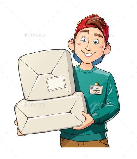 Man with Package - Food Objects Guy Illustration, Pinata Birthday, Mail Man, Delivery Guy, People Person, Vector People, Cartoon People, Computer Icon, Package Box