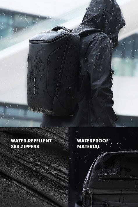 Amazon.com: Water-proof Backpack Markryden large-capacity Modern rucksack Business Bags for men with USB Charging Port for School Travel hiking Work Pack Fits 17.3, 15.6 Inch Laptopop (Black (New)): Gateway Water Proof Backpack, Backpack Inspiration, Business Bags Men, Modern Backpack, Backpack For School, Mark Ryden, Office Men, Tech Backpack, Travel Laptop Backpack