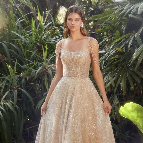 Gold Off The Shoulder Prom Dress, Gold Tea Length Dress, Gold Off The Shoulder Dress, Celestial Gown, Royalty Dr, Gold Sparkly Dress, Descendants Oc, Andrea And Leo, Long Ball Gown