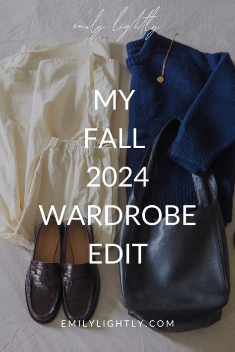 My 2024 Fall Wardrobe Edit Classic Sweater Outfit, Cozy Minimalist Outfit, Fall Minimalist Outfit, Fall Minimalist Wardrobe, Emily Lightly, Minimalist Winter Wardrobe, 10 Item Wardrobe, Classic Fall Style, Capsule Wardrobe Women