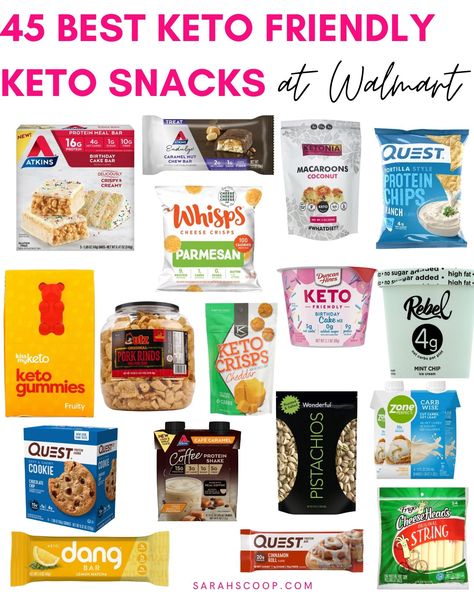 Snacks At Walmart, Keto Snacks To Buy, Keto Pork Rinds, Keto Friendly Snacks, Best Low Carb Snacks, Protein Chips, Keto Bars, Meal Prep For Beginners, Low Calorie Snacks