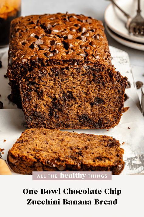 This Chocolate Chip Zucchini Banana Bread is just a little decadent, made in one bowl, and the perfect way to use up those fresh summer zucchini. This easy bread will only take you a few minutes to whip up and comes out perfect every single time. It is gluten-free, nut-free, and absolutely delicious! Banana Bread Gluten Free, Bread Gluten Free, Zucchini Banana, Banana Bread Loaf, Zucchini Banana Bread, Summer Zucchini, Gluten Free Chocolate Chip, Coffee Cakes, Gf Desserts