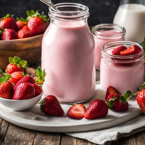 Homemade Strawberry Yogurt Instant Pot Strawberry Yogurt, Homemade Strawberry Yogurt, Kid Meals, Man Cooking, Strawberry Yogurt, Cooking Hacks, Easy Smoothie Recipes, Easy Smoothies, Strawberry Banana