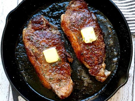 For perfectly cooked New York strip steak, sear it in a super hot cast-iron skillet, then finish it in the oven. New Your Strip Steak Recipes Oven, Best Way To Make New York Strip, New York Steak Recipes Cast Iron, My Strip Steak Cast Iron, New York Strip Cast Iron Skillet, Best Way To Cook Ny Strip Steak, Cook New York Strip Steak In Pan, New York Steak Recipes Pan Seared, How To Make New York Strip Steak