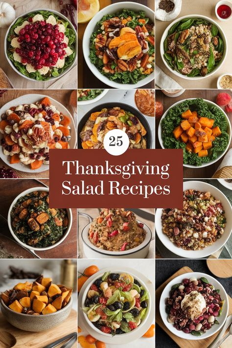 These Thanksgiving salad recipes are easy to make and can be prepared ahead of time, perfect for a stress-free holiday celebration.  Discover simple Thanksgiving salad ideas for a crowd, featuring fresh, seasonal ingredients that everyone will love. Find Thanksgiving salads that offer a light and flavorful counterpoint to richer holiday fare, perfect for balancing your Thanksgiving meal. Thanksgiving Salads Ideas Side Dishes, Salads For Thanksgiving Dinner, Salads For Thanksgiving, Thanksgiving Salads, Thanksgiving Salad Recipes, Thanksgiving Salad, Simple Thanksgiving, Green Bean Salads, Thanksgiving Meal