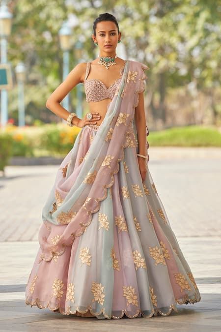 Buy Pink Lehenga And Dupatta Organza Hand Embroidered Sequin Blouse Set For Women by Vvani by Vani Vats Online at Aza Fashions. Dupatta Dropping In Lehenga, Beach Indian Wedding Outfits, Light Lehenga Designs, Dress For Sangeet Function, Indian Wedding Outfits Guest For Women, Sangeet Gown, Trending Lehenga Designs, Colorful Lehenga, Lehenga Poses