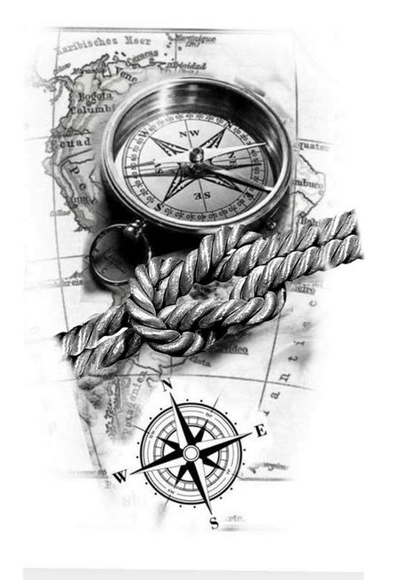 Women Chest Tattoos, Tattoo Designs Chest, Chest Tattoo Wolf, Tattoo Designs Dragon, Ship Tattoo Sleeves, Tattoos Lower Back, Nautical Compass Tattoo, Compass And Map Tattoo, Rope Tattoo