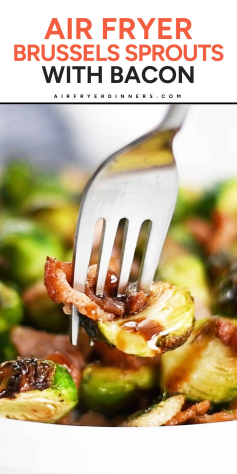 You're going to love these air fryer brussels sprouts! Complete with bacon plus a sweet and sticky balsamic glaze, these crispy air fried brussels sprouts are a delicious Thanksgiving dinner recipe. Serve them as an easy holiday side dish, too! Thanksgiving Sides Air Fryer, Air Fry Brussel Sprouts, Air Fryer Brussel Sprout Recipes, Thanksgiving Brussel Sprouts, Balsamic Glaze Brussel Sprouts, Unique Thanksgiving Recipes, Fried Brussels Sprouts, Air Fryer Brussels Sprouts, Thanksgiving Vegetable Sides