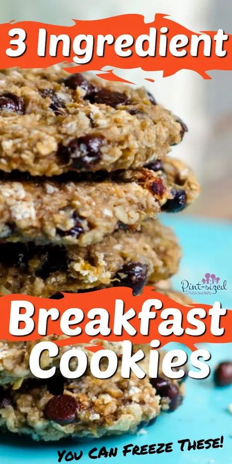 Three-ingredient breakfast cookies from Pint-sized Treasures are the answer for every busy mom! With only three ingredients, these breakfast cookies are simple to make for those quick, on-the-go mornings when you are in a hurry. This recipe is freezer friendly as well. Healthy, fun, and super-quick, these cookies will be a family fave! Easy Breakfast Cookies, 3 Ingredient Breakfast, Breakfast Cookie, Oatmeal Breakfast Cookies, Breakfast Cookie Recipe, Cookies Healthy, Breakfast Cookies Healthy, Quick Healthy Breakfast, Keto Cookies