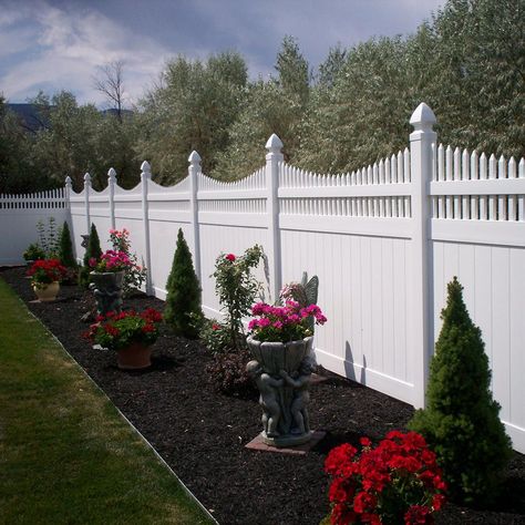 Vinyl Privacy Fence, Privacy Fence Panels, Privacy Landscaping, White Fence, Front Yard Fence, Privacy Fences, Fence Lighting, White Picket Fence, Fence Panel